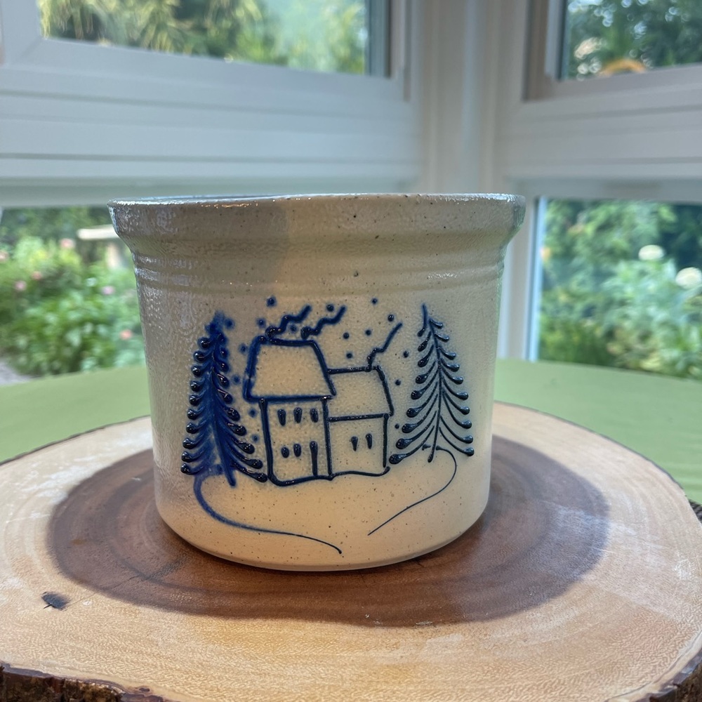Vintage 1991 David Eldreth Pottery Crock, House and Tree’s